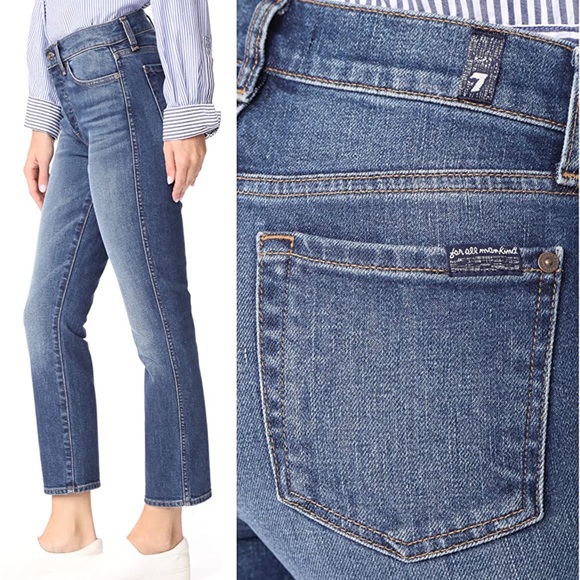 7 For All Mankind Edie High Rise Straight Leg Crop Jeans Size 28 - Picture 3 of 14